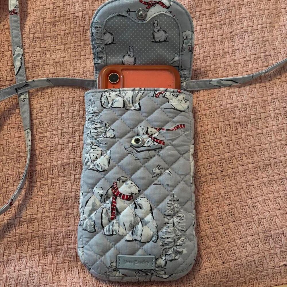 Vera Bradley Quilted Carson Cellphone Crossbody "Beary Merry" Festive Winter